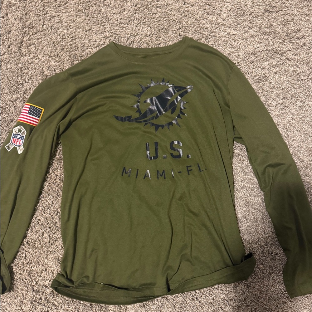 Nike Olive Green Miami dolphins Long Sleeve Tee